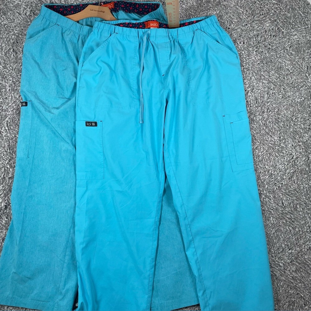 Koi Scrub Pants Bundle Of Two Women’s Size 2X Petite Baby Blue Medical Nurse